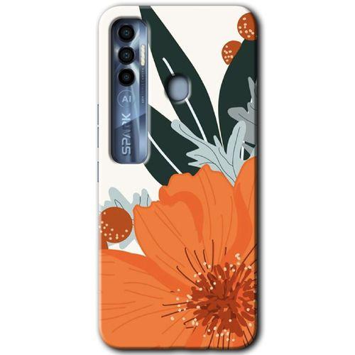 Tecno Spark 7 Pro Kılıf HD Desen Baskılı Arka Kapak - Portakal Çiçeği + Kırılmaz Cam
