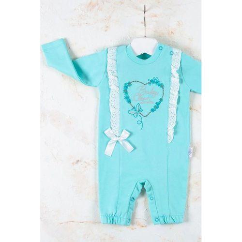 Love Kalp Nakışlı % 100 Pamuk Kız Bebek Tulumu