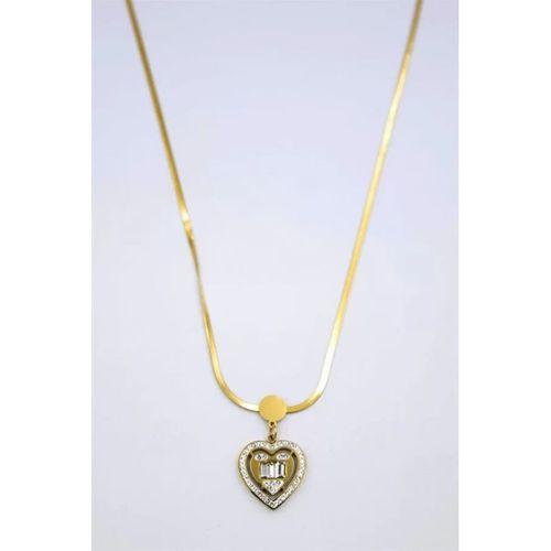 Baget Taşlı  Kalp Kolye - Altın