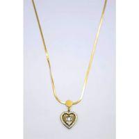 Baget Taşlı  Kalp Kolye - Altın