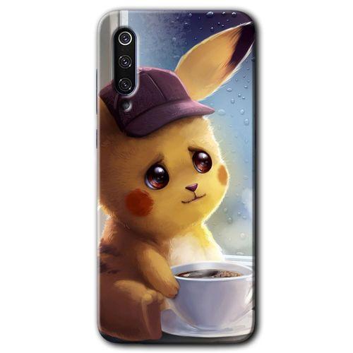 MRCİLETİSİM Xiaomi Mi 9 Kılıf Baskılı Kapak - Üzgün Pikaçu + 5D Tam Kaplayan Cam