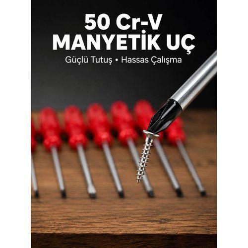 7 Parça Tornavida Seti Manyetik Uç Ergonomik Sap