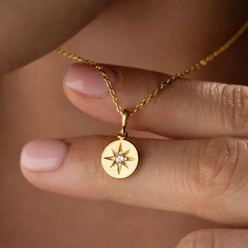 Gümüş Gold Minimal Yıldız Kadın Kolye