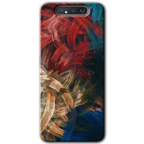 MRCİLETİSİM MRCİLETİSİM Samsung Galaxy A80 Kılıf HD Desen Baskılı Arka Kapak + Temperli Cam - Karma Boyalar