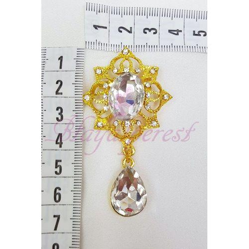 Sarı Damlalı Kristal Taşlı Broş