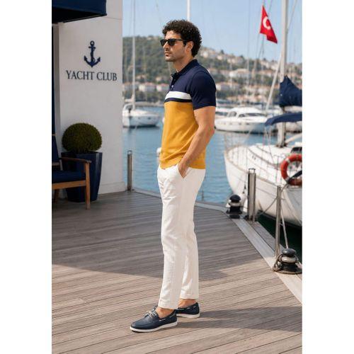 ALEXANDERGARDI Polo Yaka Düğmeli Renk Bloklu Triko T-shirt
