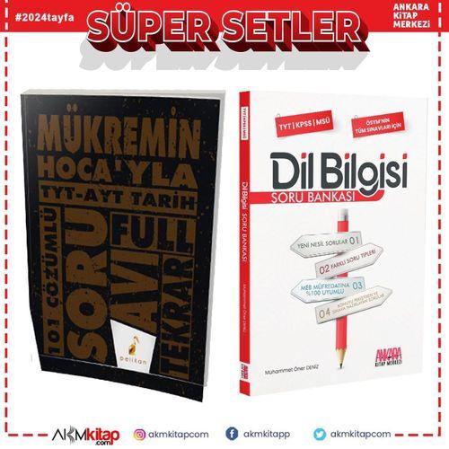 Pelikan TYT AYT Mükremin Hocayla Tarih Soru Avı 101 Soru ve AKM Dil Bilgisi Soru Bankası Seti 2 Kitap