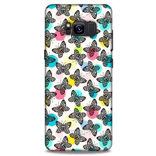 Samsung Galaxy S8 Kılıf Kelebek Etkisi (36) Glitter Kılıf Sarı Pembe