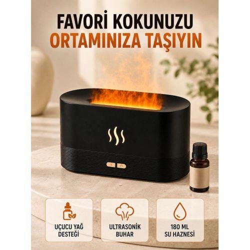 Alev Efektli Aroma Difüzörü Uçucu Yağ Destekli Usb Hava Nemlendirici