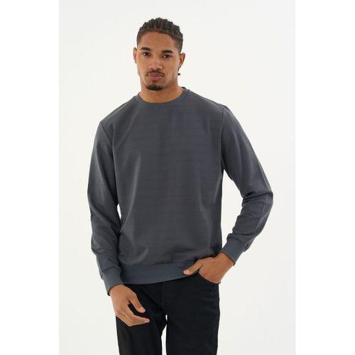 Süperlife Erkek Gri Bisiklet Yaka Ribanalı Regular Fit Sweatshirt spr26swk930