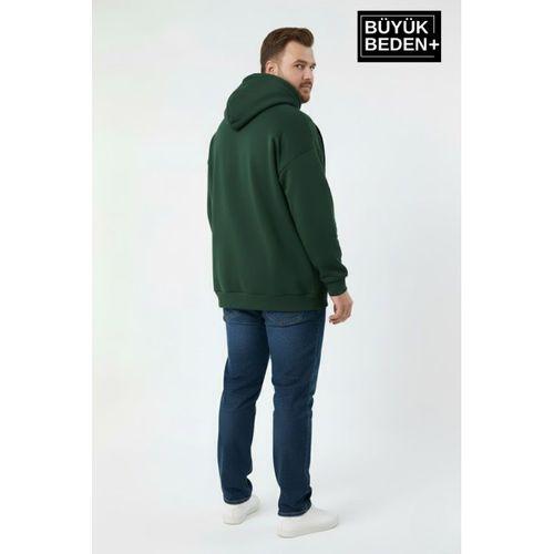 Erkek Büyük Beden Brooklyn 1970 Baskılı Kapüşonlu Sweatshirt SPR26BSW964