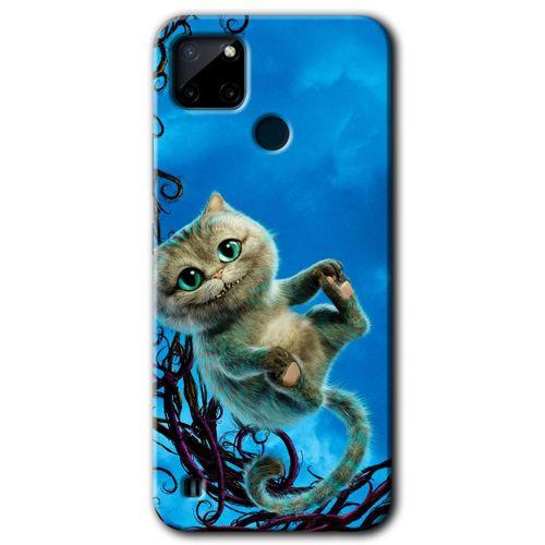 Realme C21 Kılıf HD Desen Baskılı Arka Kapak + Temperli Cam - Çılgın Kedi