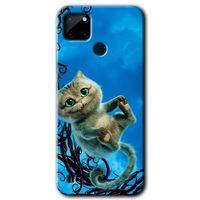 Realme C21 Kılıf HD Desen Baskılı Arka Kapak + Temperli Cam - Çılgın Kedi