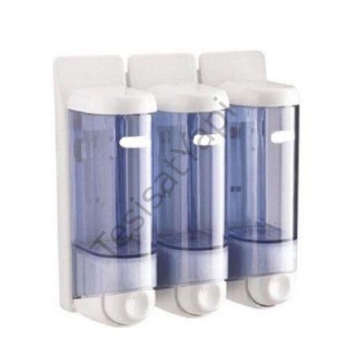 Plastik Sıvı Sabunluk Duvar Tipi Şeffaf Üçlü 170ml