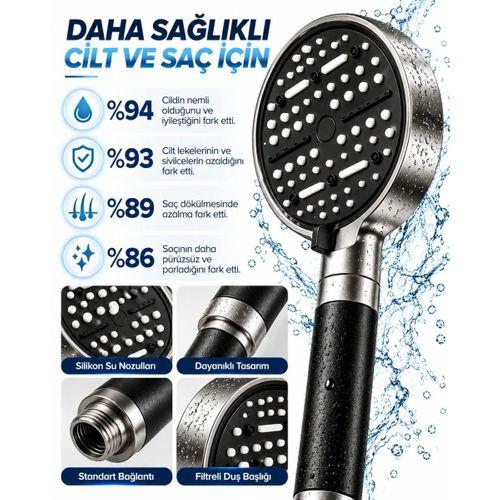 6 Modlu Filtreli Duş Başlığı Büyük Panel Su Tasarruflu Çok Fonksiyonlu Duş Başlığı