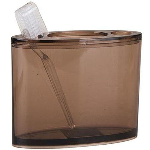2 Adet Diş Fırçalık Oval Kahverengi Akrilik 13X5X10Cm Banyo Seti