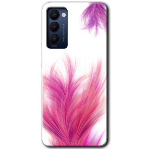 Tecno Camon 18P Kılıf HD Desen Baskılı Arka Kapak - Pembe Tüy