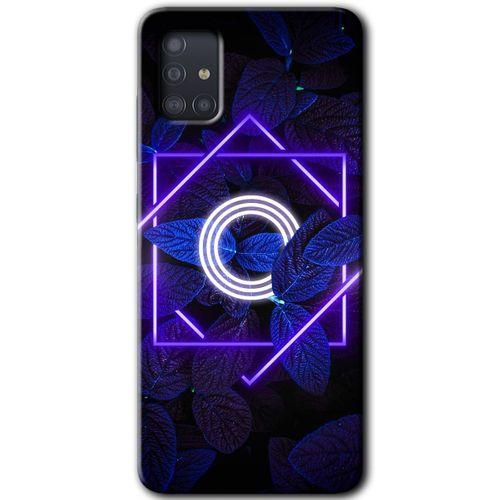 MRCİLETİSİM Samsung Galaxy A51 Kılıf Baskılı Kapak - Dark Neon Yaprak O Harfi +Tam Ekran Koruyucu