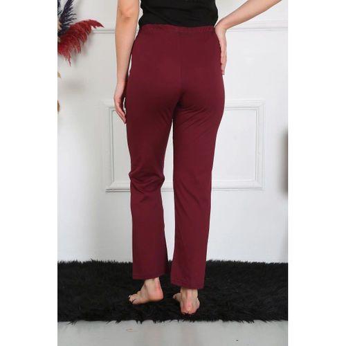 Kadın Pamuk Penye Tek Alt Pijama Bordo