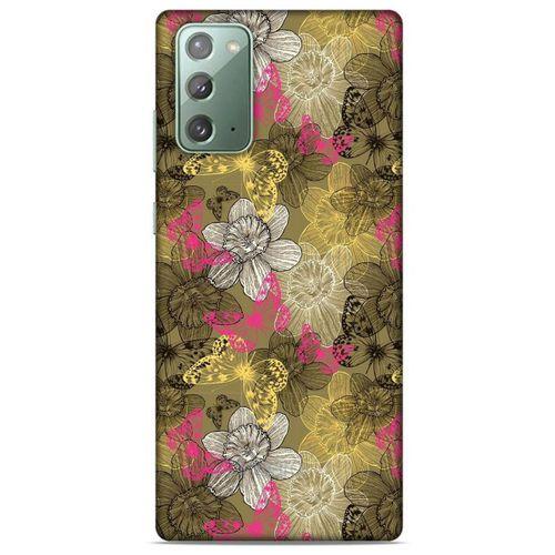 Samsung Galaxy Note 20 Kılıf Kelebek Etkisi (37) Silicone Cover Beyaz Açık Yeşil