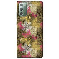 Samsung Galaxy Note 20 Kılıf Kelebek Etkisi (37) Silicone Cover Beyaz Açık Yeşil