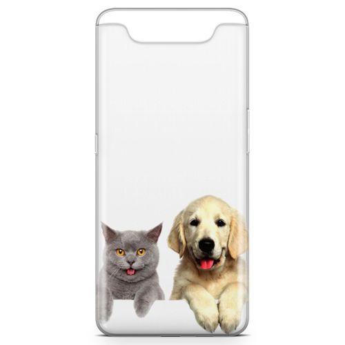 Samsung Galaxy A80 Kılıf Scottish Fold Kedi Ve Köpek Arka Kapak Koruma Desenli Full Koruyucu