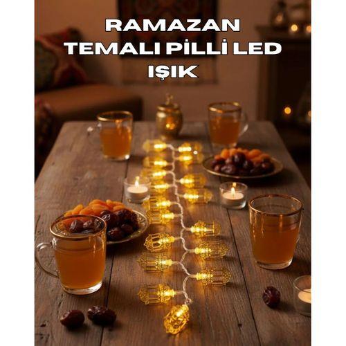 Ramazan Işıkları Pilli Altın Fener Tasarımlı Dekoratif Led Aydınlatma