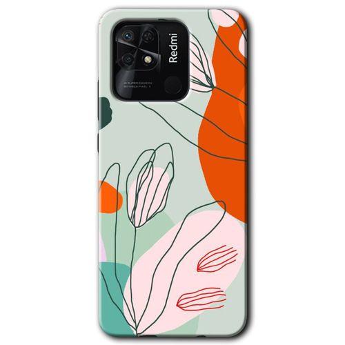 Xiaomi Redmi 10C Kılıf HD Desen Baskılı Arka Kapak + Temperli Cam - Vektör Çiçekler