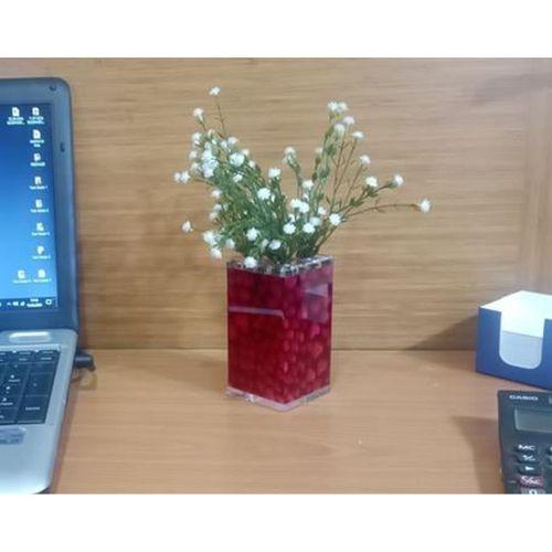 2 Adet Vazo Dahil,Vazoda Çiçek,Beyaz Yapay Çiçek,Vazo Dekoratif Kalpli 7X7X17Cm