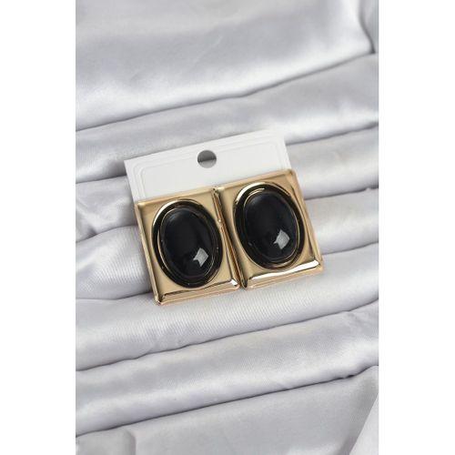 Siyah Kare Model Vintage Gold Renk Kadın Küpe - TJ-BKP11672