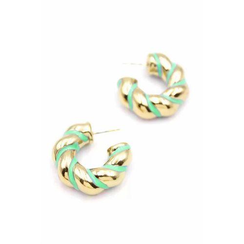 Mineli Halka Küpe - Yeşil