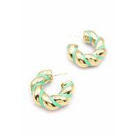 Mineli Halka Küpe - Yeşil