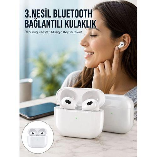 3 nesil İos Android Uyumlu Bluetooth 5 0 Beyaz Çağrı Cevaplama Yeni Nesil