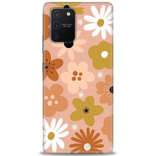 Samsung Galaxy A91 / S10 Lite Kılıf HD Baskılı Kılıf - Kahveli Çiçekler + Tam Ekran Koruyucu