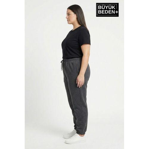 Kadın Büyük Beden Paça Lastikli İki İplik Rahat Kalıp ince Eşofman Altı SPR26BEAK951