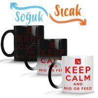 Keep Calm And Mid Or Feed Sihirli Kupa Bardak Porselen