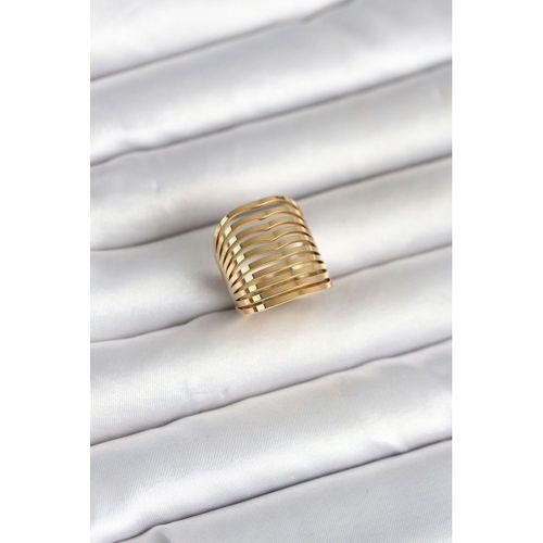 316L Çelik Gold Renk Plaka Model Kadın Yüzük