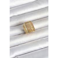 316L Çelik Gold Renk Plaka Model Kadın Yüzük