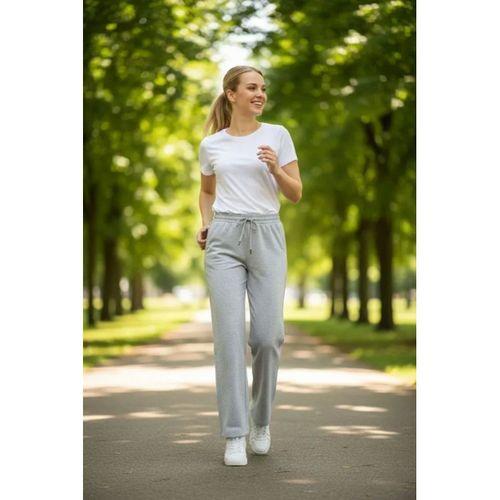 Düz Paça Beli Lastikli İpli Günlük Spor Eşofman Altı Rahat Fit - Gri