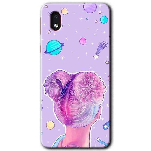 MRCİLETİSİM Samsung Galaxy A01 Core Kılıf Baskılı Kapak - Uzaylı Kız +Tam Kaplayan Mat Seramik