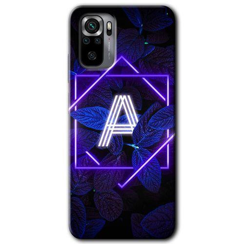 MRCİLETİSİM Xiaomi Redmi Note 10 Kılıf Kapak - Dark Neon Yaprak A Harfi +Hayalet Ekran Yandan Gözükmez