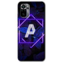 MRCİLETİSİM Xiaomi Redmi Note 10 Kılıf Kapak - Dark Neon Yaprak A Harfi +Hayalet Ekran Yandan Gözükmez