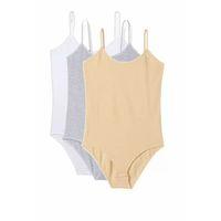 3 Adet İp Askılı Kadın Çıtçıtlı Body Beyaz Gri Ten