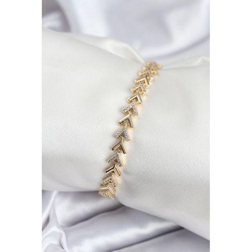 Pirinç VIP Seri Gold Zirkon Taşlı Balık Sırtı Model Kadın Bileklik