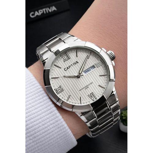 Captiva Bileklik Hediyeli Çelik Kordon Haftanın Günü Ve Takvimli Kadran Erkek Kol Saati CT.M.001.M6