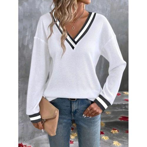 Kadın Uzun Kollu V Yakalı Waffle Bluz