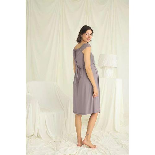 Dantelli Önü Düğmeli Hamile Lohusa Sabahlık Takımı