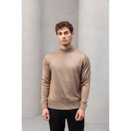 Fincher Yarım Balıkçı Regular Fit Boğazlı Erkek Kazak - Bej