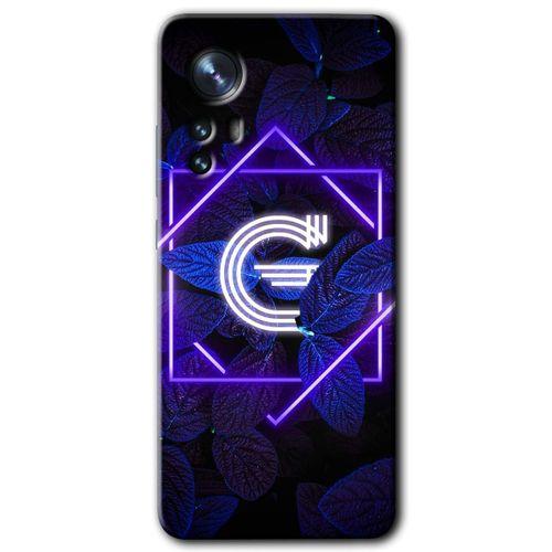 Xiaomi Mi 12 Kılıf HD Desen Baskılı Arka Kapak - Dark Neon Yaprak G Harfi