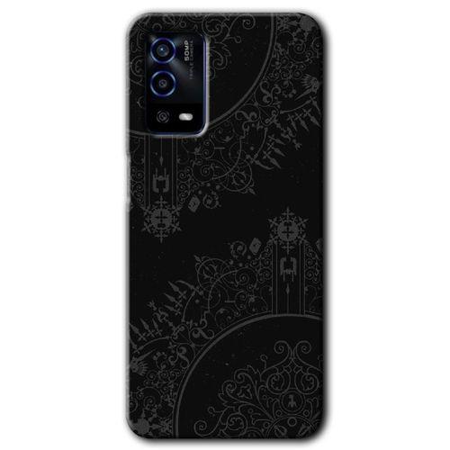 Oppo A55 HD Baskılı Kılıf + 9D Tam Ekran Koruyucu - Siyah Mandala